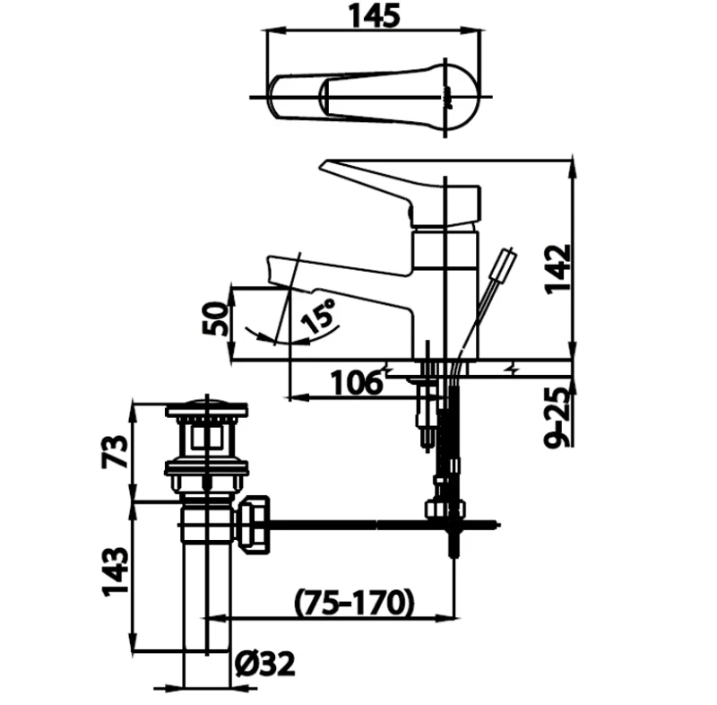 Ảnh Vòi chậu nóng lạnh Cotto CT2178AE 4
