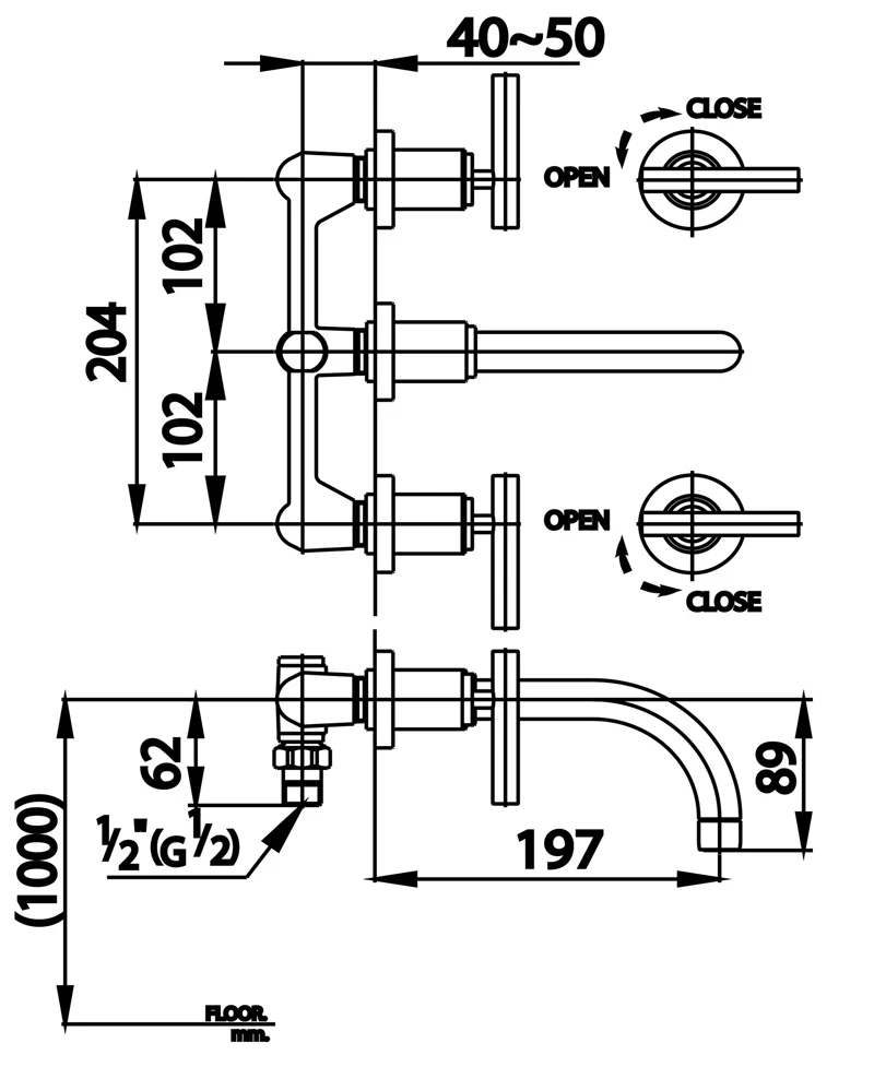 Ảnh Vòi chậu gắn tường Cotto CT237C20 2