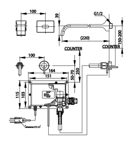 Ảnh Vòi chậu gắn tường Cotto CT4903AC 2