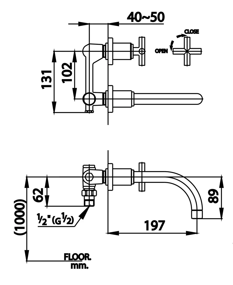 Ảnh Vòi chậu gắn tường Cotto CT105C16 2