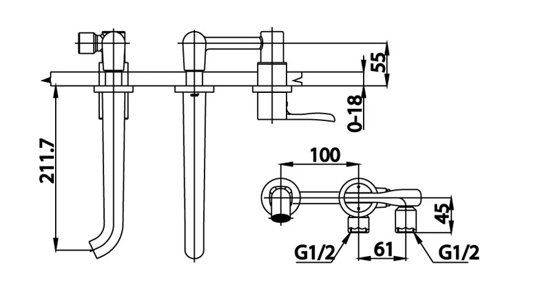 Ảnh Vòi chậu gắn tường Cotto CT2184A 2