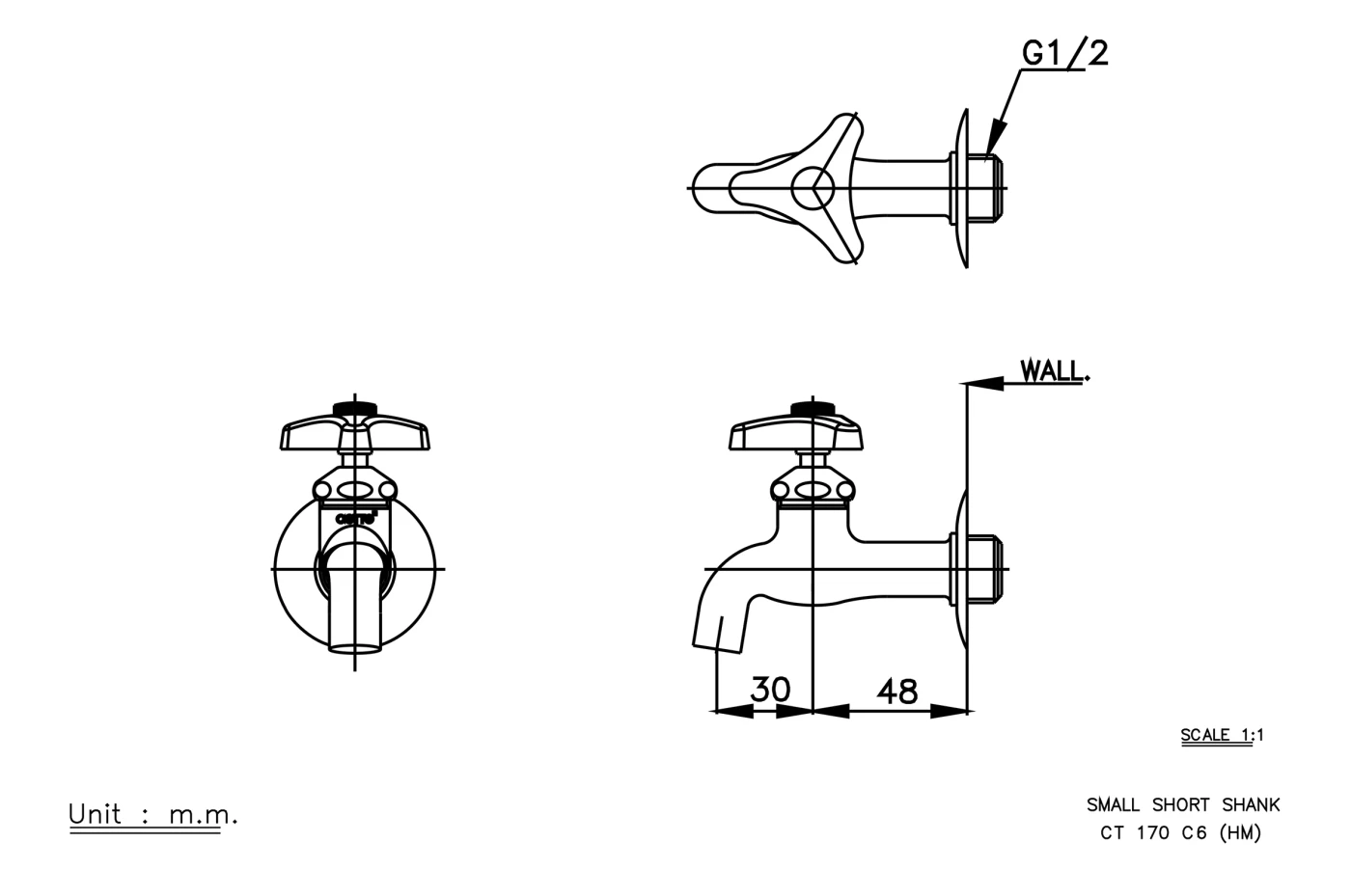 ban ve voi chau gan tuong cotto ct170c6 hm