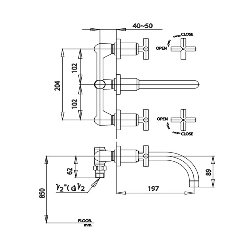 Ảnh Vòi chậu gắn tường Cotto CT237C16 2