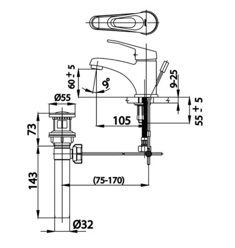 Ảnh Vòi chậu nóng lạnh Cotto CT2171A 2