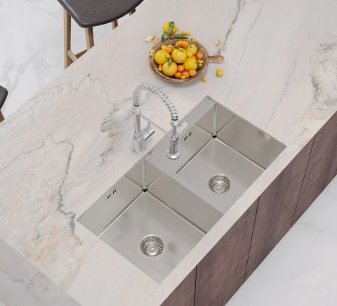 Ảnh Chậu Luxury âm bàn 2 hộc lệch BL8245AB2 3