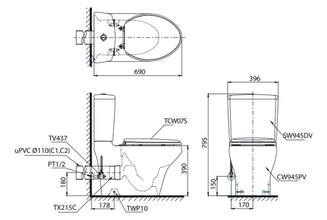 bon cau 2 khoi toto cs945pde2