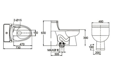 Ảnh Bồn cầu 1 khối Bravat C2183W-3A-ENG 2