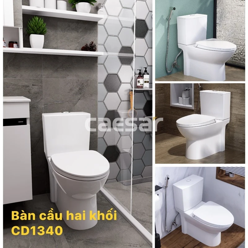 Ảnh Bồn cầu 2 khối Caesar CD1340 3