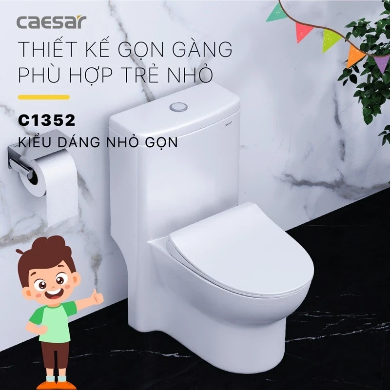 Ảnh Bồn cầu 1 khối Caesar C1352 4