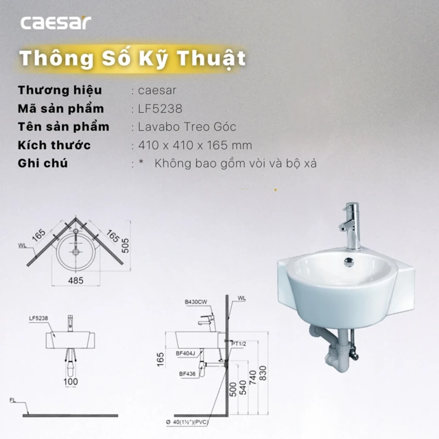 chau rua treo tuong caesar lf5238 6