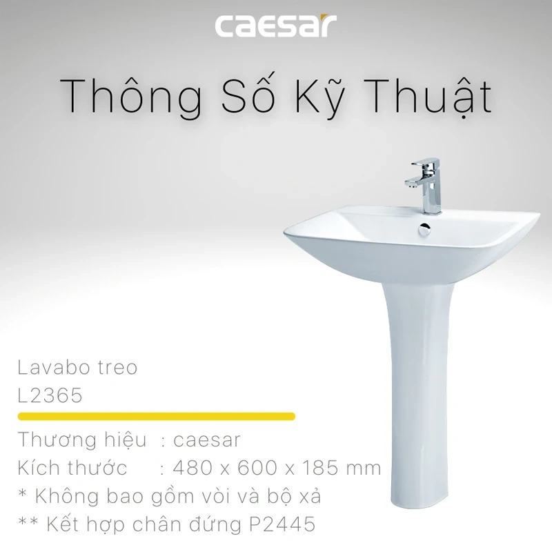 Ảnh Chậu rửa treo tường Caesar L2365+P2445 2