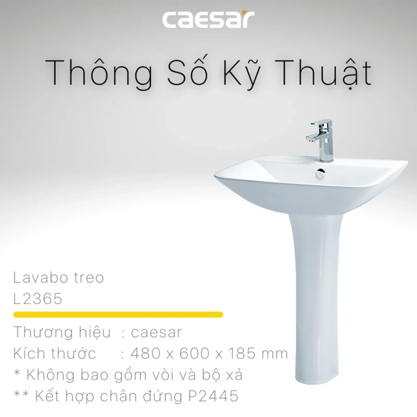 thong so ky thuat chau rua chan dai caesar l2365p2445