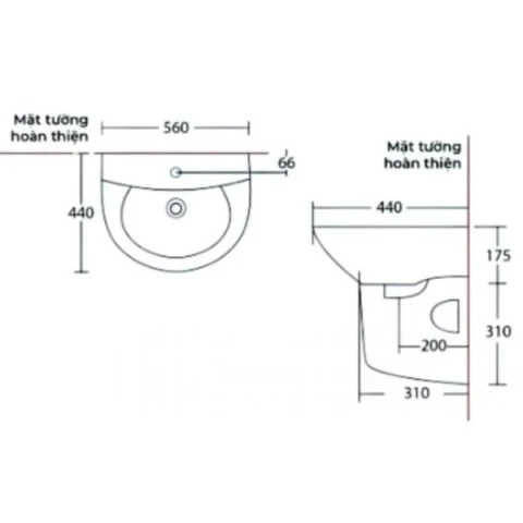 Ảnh Chậu rửa treo tường Cotto C000606OS 2