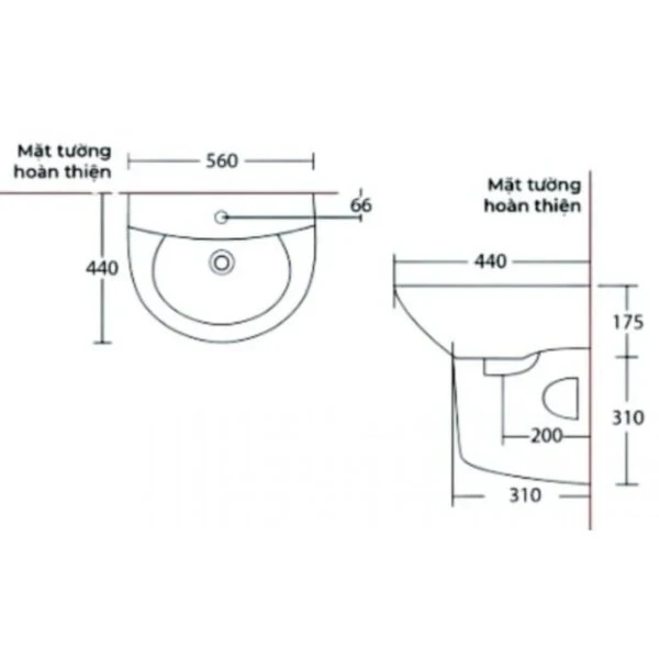 Ảnh Chậu rửa treo tường Cotto C000606OS 2