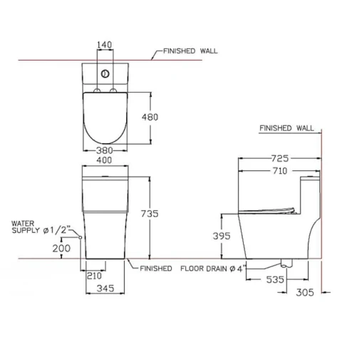 Ảnh Bồn cầu 1 khối Cotto C11003HOS 4