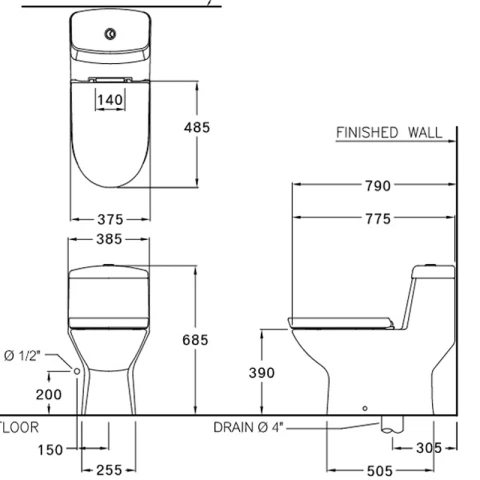 Ảnh Bồn cầu 1 khối COTTO C1113 2