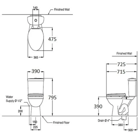 Ảnh Bồn cầu 2 khối COTTO C1332VN 2