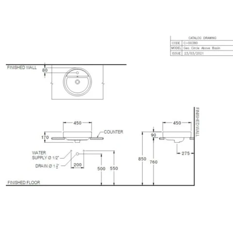 Ảnh Chậu rửa dương bàn Cotto C003807 WH 2