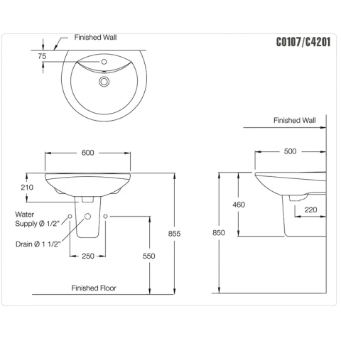 Ảnh Chậu rửa chân lửng Cotto C0107/C4201 2