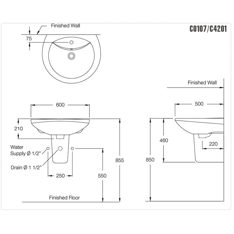 Ảnh Chậu rửa chân lửng Cotto C0107/C4201 2