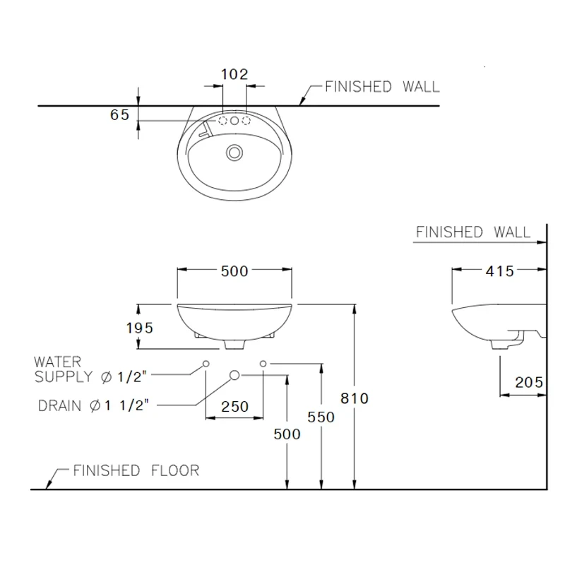Ảnh Chậu rửa treo tường Cotto C013 2