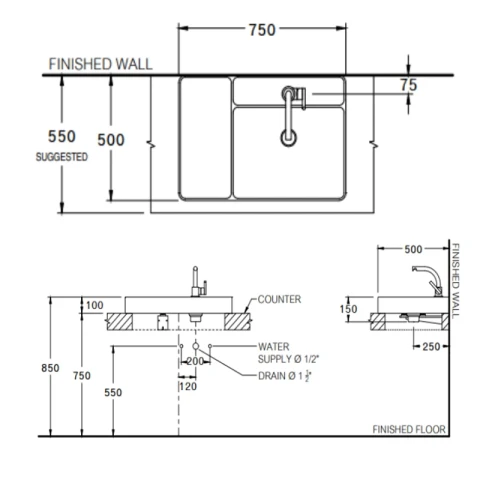 Ảnh Chậu rửa dương bàn COTTO CPW0500 MTP 2