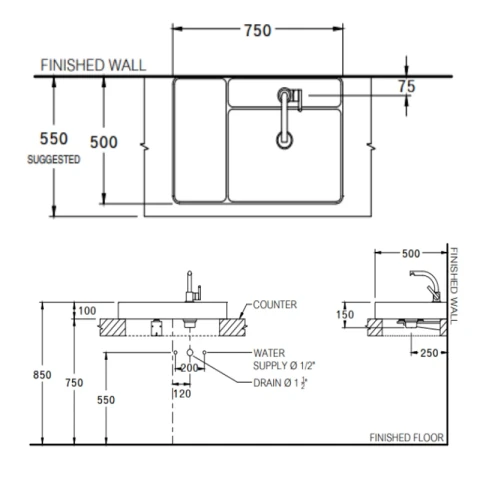 Ảnh Chậu rửa dương bàn COTTO CPW0500 MWH 2