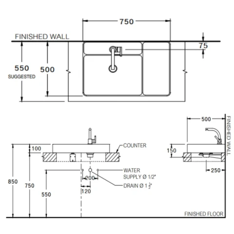 Ảnh Chậu rửa dương bàn COTTO CPW0501 MDG 2