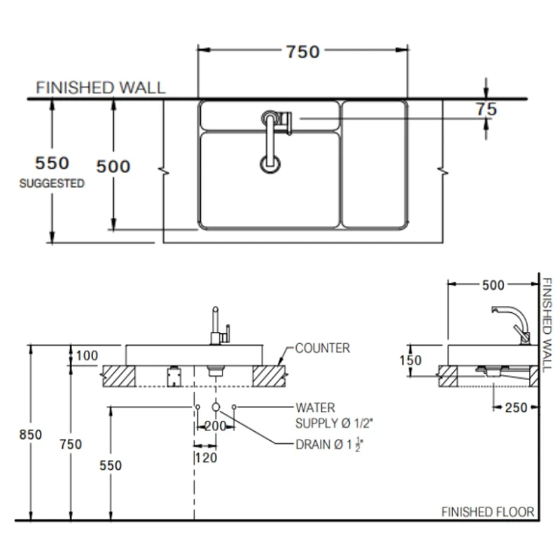 Ảnh Chậu rửa dương bàn COTTO CPW0501 MDG 2