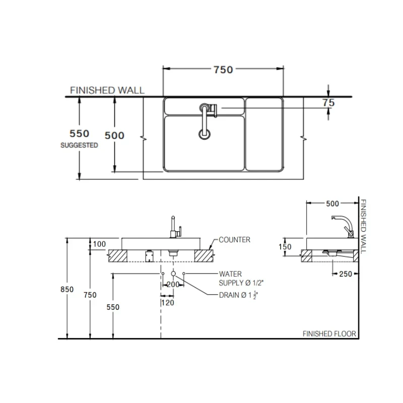 Ảnh Chậu rửa dương bàn COTTO CPW0501 MTP 2