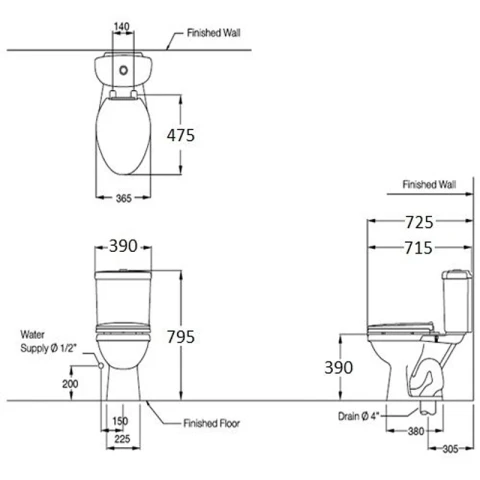 Ảnh Bồn Cầu 2 khối COTTO C1331VN 2