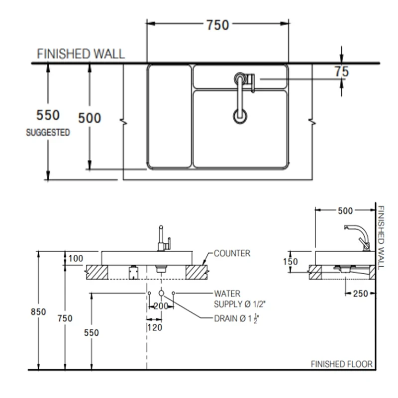 Ảnh Chậu rửa dương bàn COTTO CPW0500 MDG 2