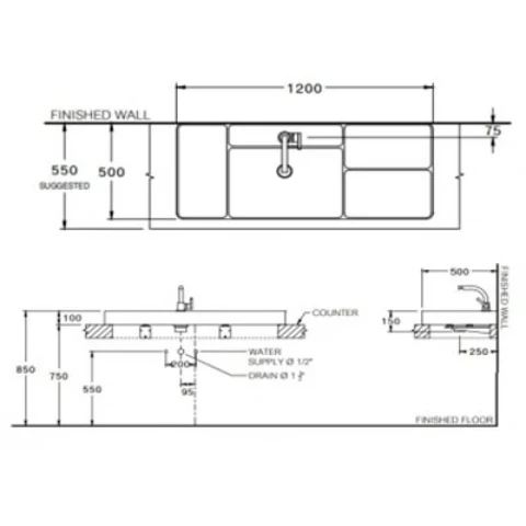 Ảnh Chậu rửa dương bàn COTTO CPW0502 MTP 2