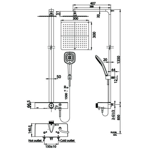 Ảnh Sen tắm cây nóng lạnh COTTO CT2307W 2
