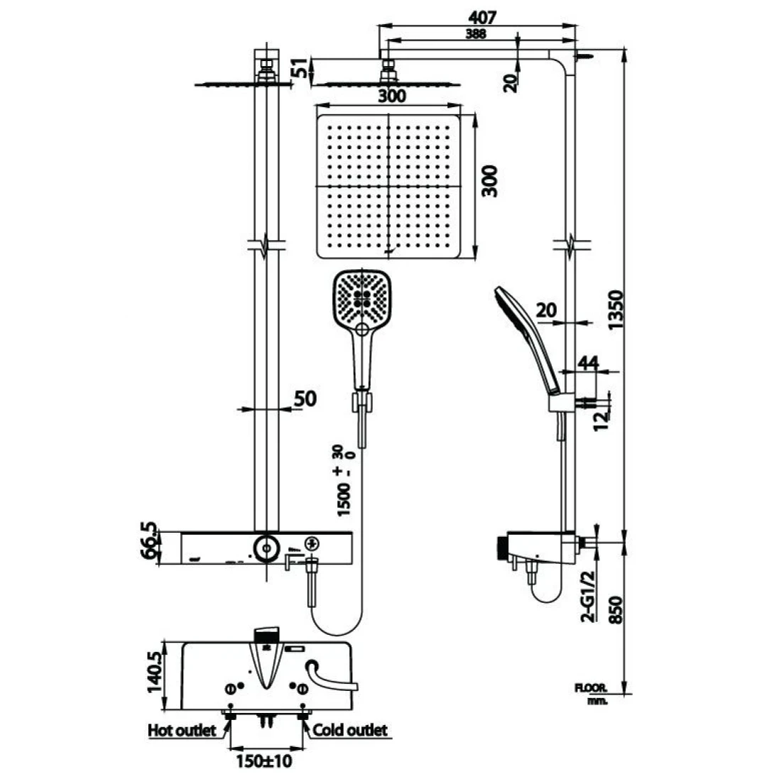 Ảnh Sen tắm cây nóng lạnh COTTO CT2307W 2