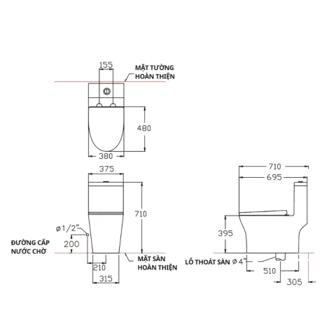 Ảnh Bồn cầu 1 khối Cotto C11004HOS 4