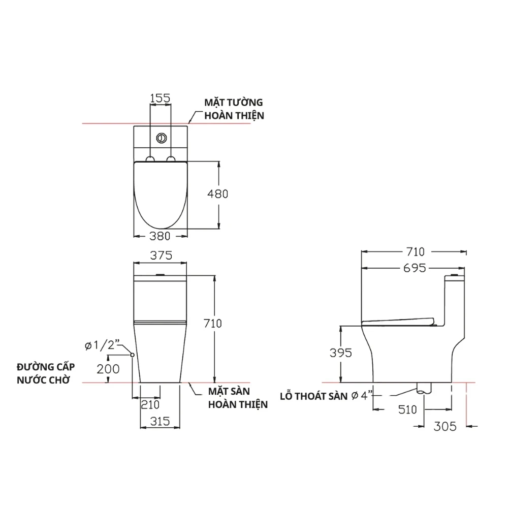 Ảnh Bồn cầu 1 khối Cotto C11004HOS 4