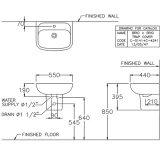 Chậu rửa treo tường Cotto C0141 2