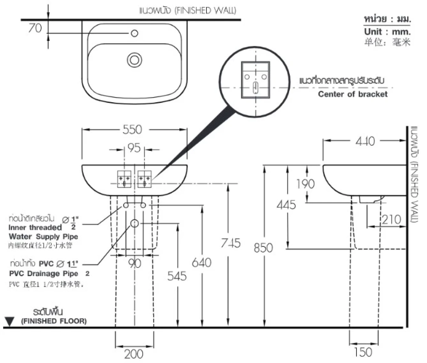 chau rua lavabo cotto treo tuong chan dai c0141 c4141