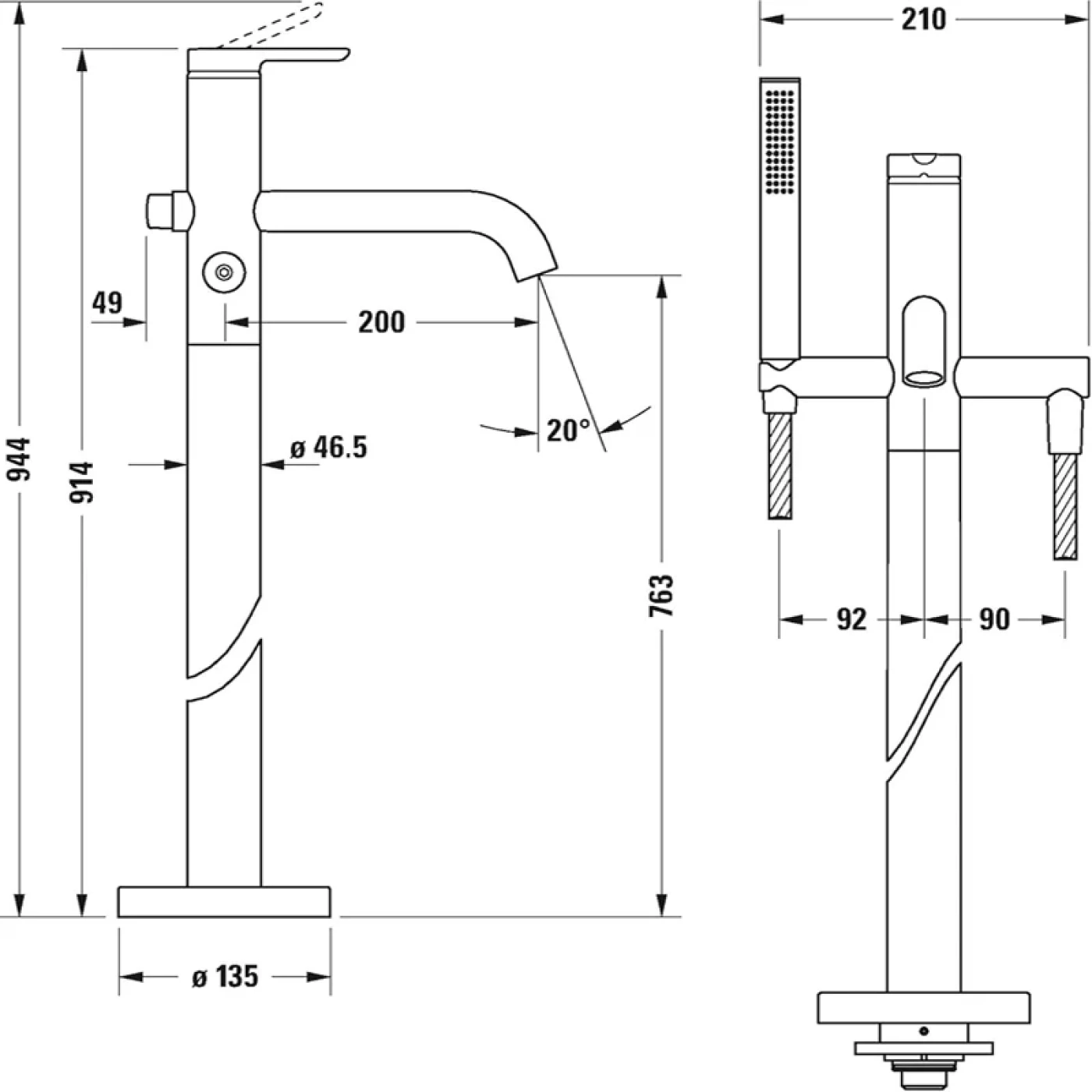 ban ve ky thuat voi bon tam duravit c15250000010