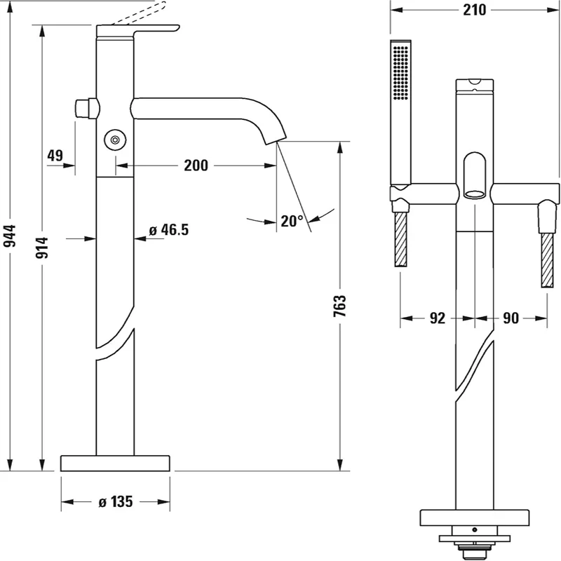 ban ve ky thuat voi bon tam duravit c15250000010