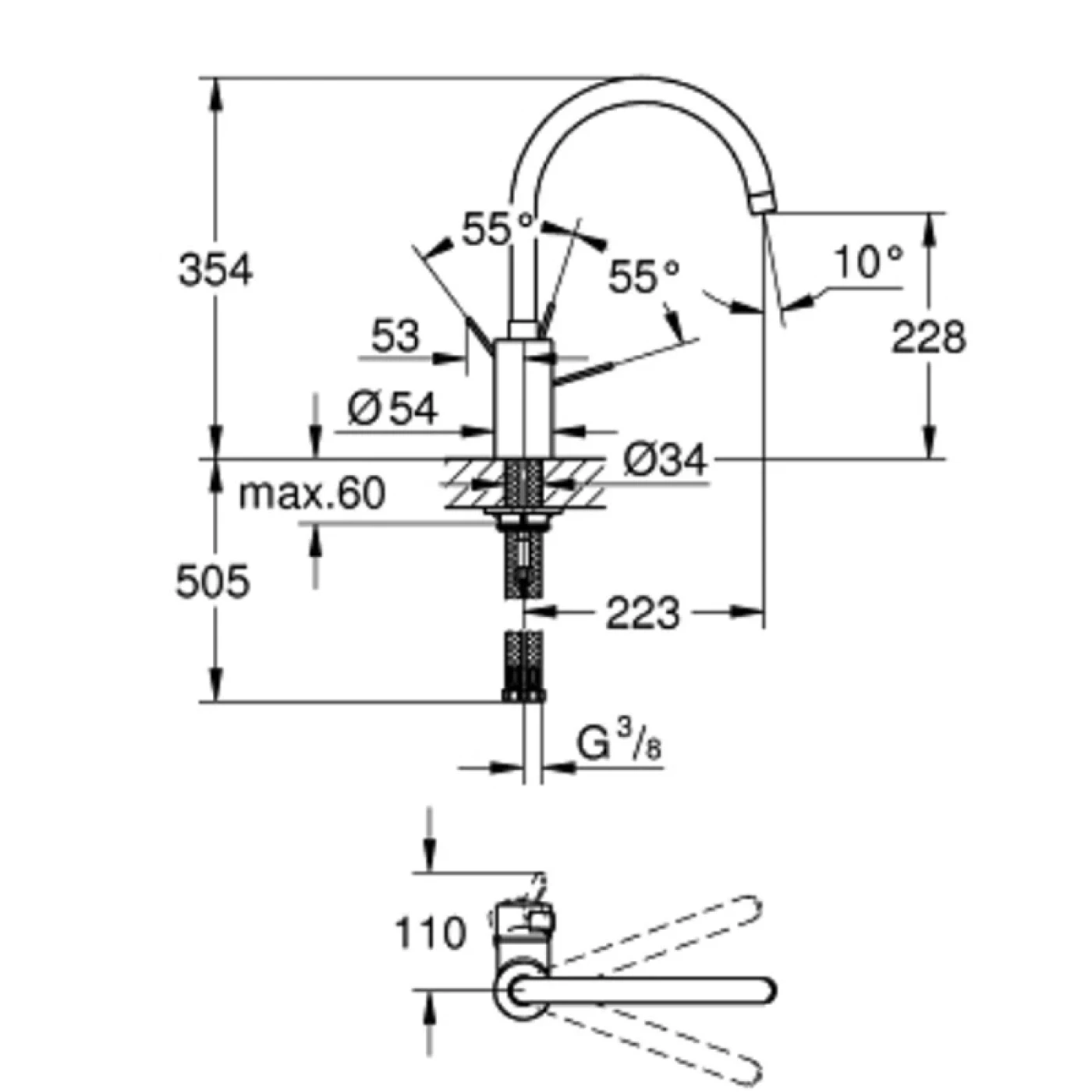ban ve ky thuat voi bep grohe 32843000