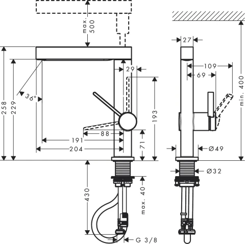 Ảnh Vòi chậu nóng lạnh Hansgrohe 76063000 2