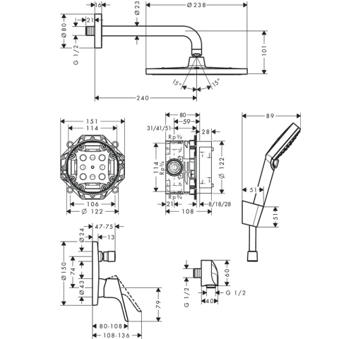 Ảnh Sen tắm âm tường Hansgrohe 27958000 2