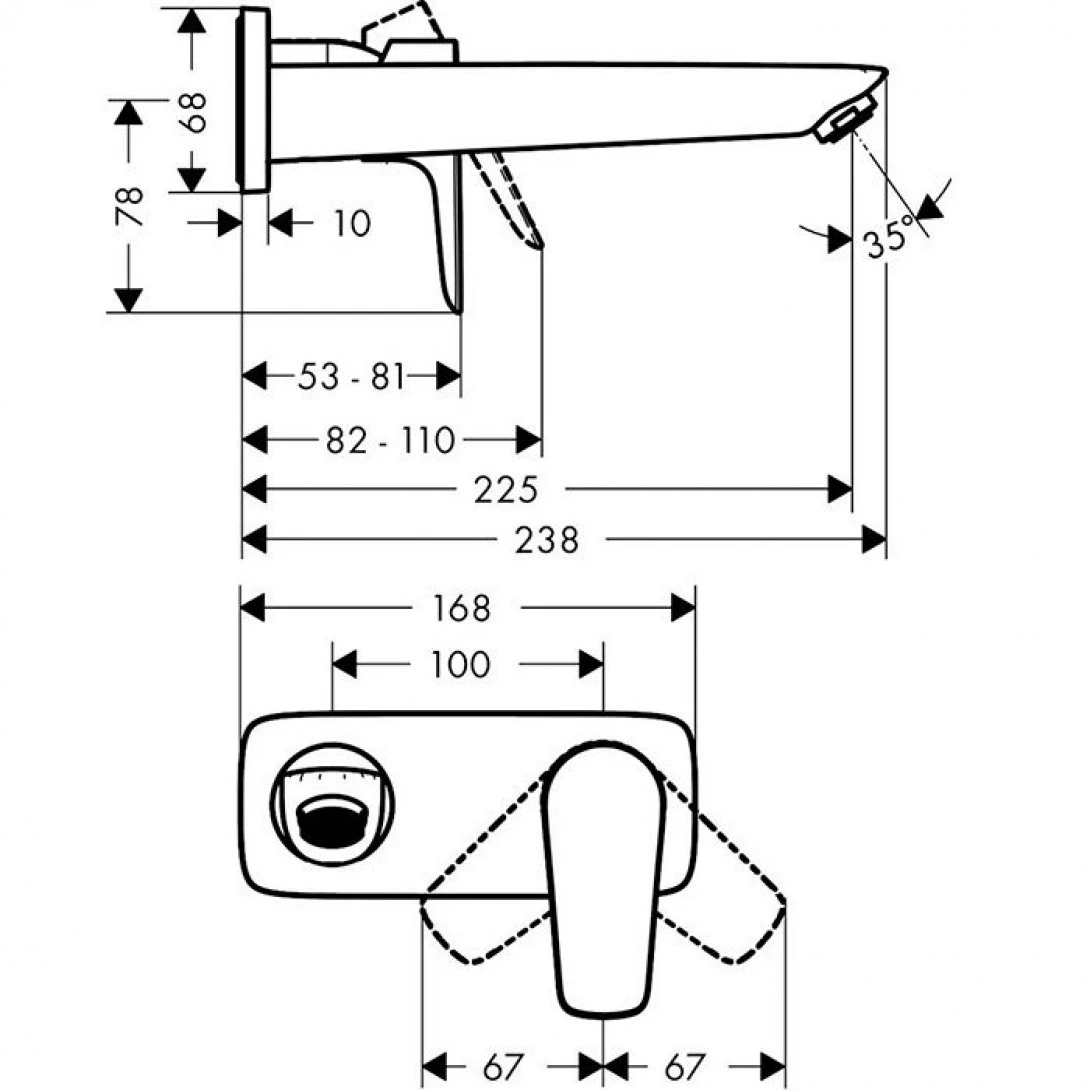 Ảnh Vòi chậu gắn tường Hansgrohe 71734000+13622180 2