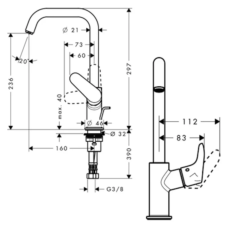 Ảnh Vòi chậu nóng lạnh Hansgrohe 31609000 2