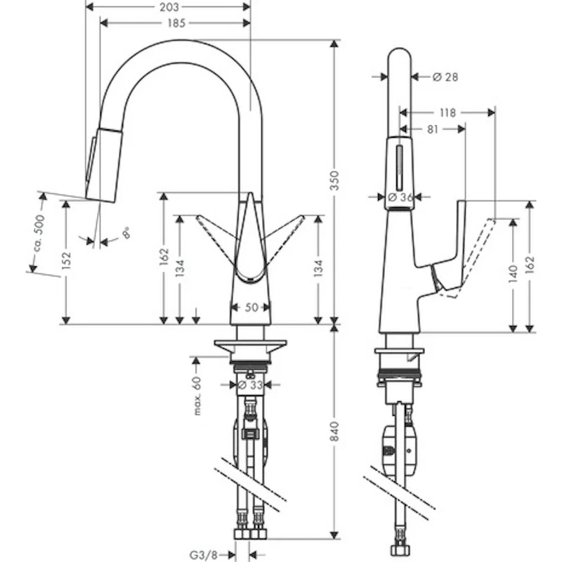 Ảnh Vòi rửa bát Hansgrohe 72815000 2