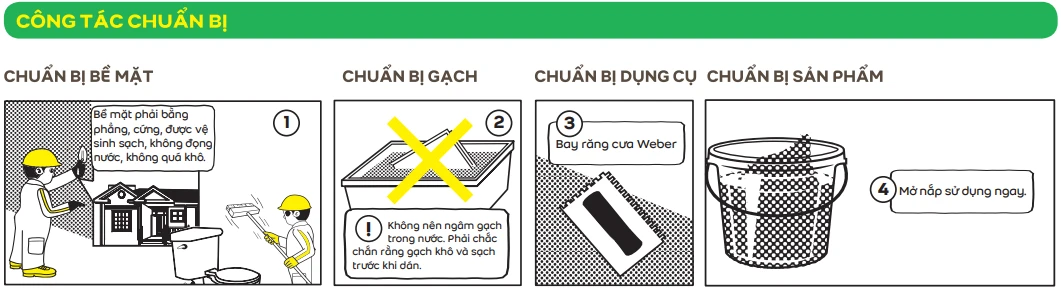 chuan bi thi cong keo Weber.fix PLUS