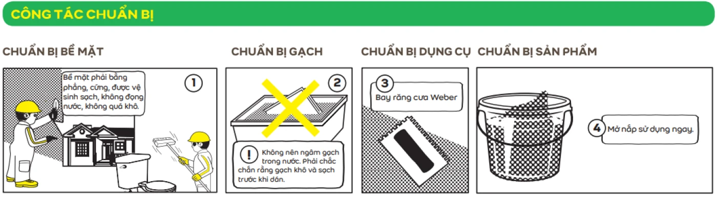chuan bi thi cong keo Weber.fix PLUS