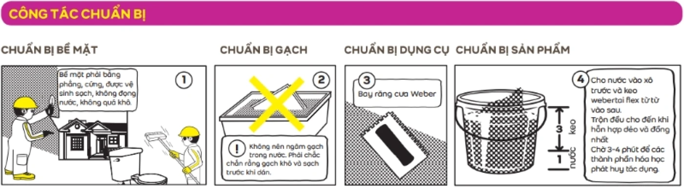 chuan bi thi cong keo WEBER TAI FLEX